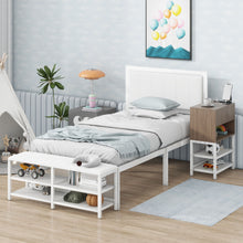 Load image into Gallery viewer, Platform Bed With 2 Tier Storage Shelves, Storage Cabinet
