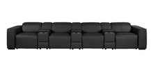 Load image into Gallery viewer, Top Grain Leather Reclining Metal USB Sofa (720420) - Black
