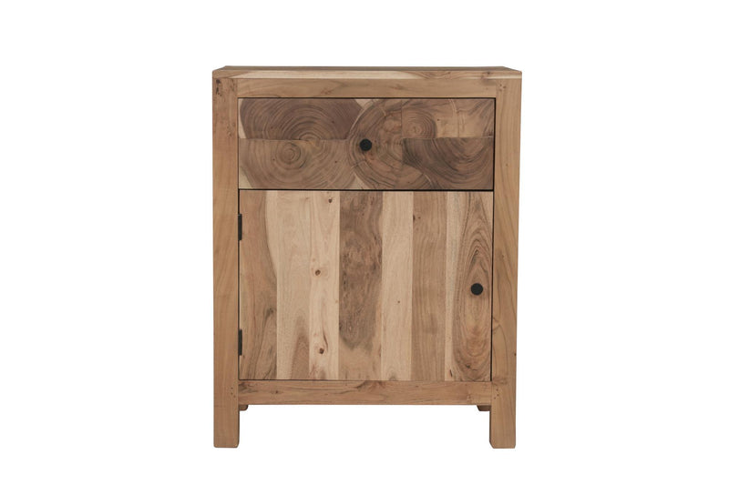 Solid Wood Live Edge One Drawer Nightstand - Natural