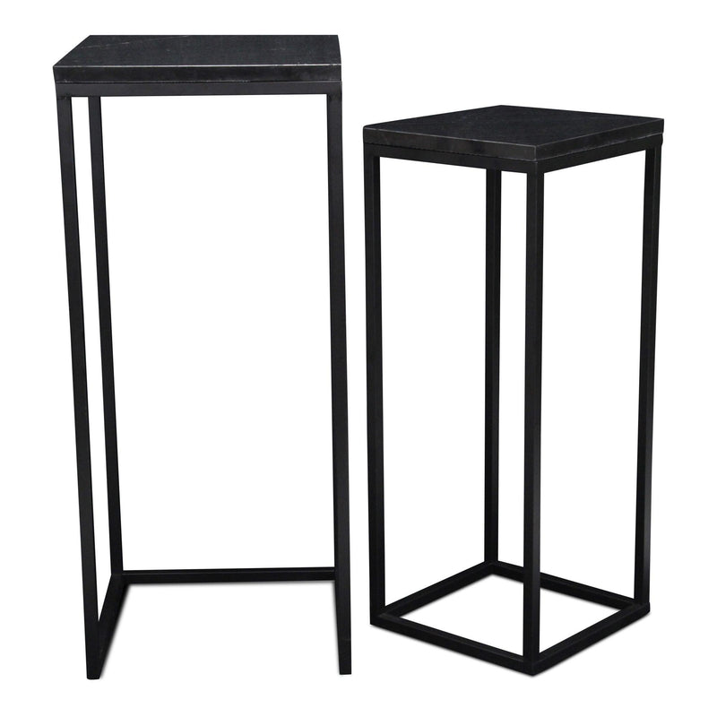 Marble Square Nested Tables (Set of 2) - Black