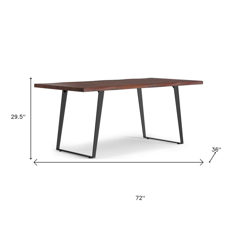 Wood Iron Frame Base Dining Table - Walnut / Black