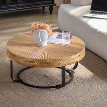 Load image into Gallery viewer, Modern Round Coffee Table With Wooden Carving Pattern
