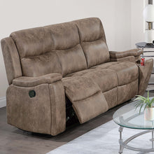 Load image into Gallery viewer, 1 Piece Manual Motion Sofa Console Loveseat With Plush Back Cushion And Hidden Cup Holder - Auburn
