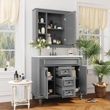 Load image into Gallery viewer, Bathroom Vanity With Top Sink, Mirror Cabinet, 2 Soft Closing Doors &amp; 2 Drawers
