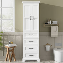 Load image into Gallery viewer, Bathroom Vanity With 2 Damping Hinge Doors, 3 Drawers, Adjustable Shelves - White
