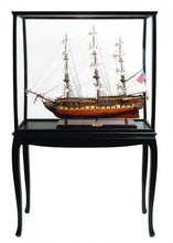 Load image into Gallery viewer, Hand Painted 1797 USS Constitution Large Floor Display Case Model Boat - Brown
