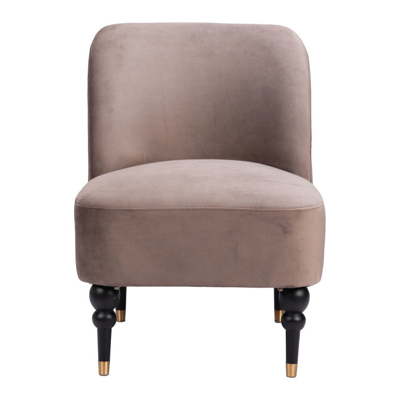 Velvet Side Chair - Taupe Black And Gold