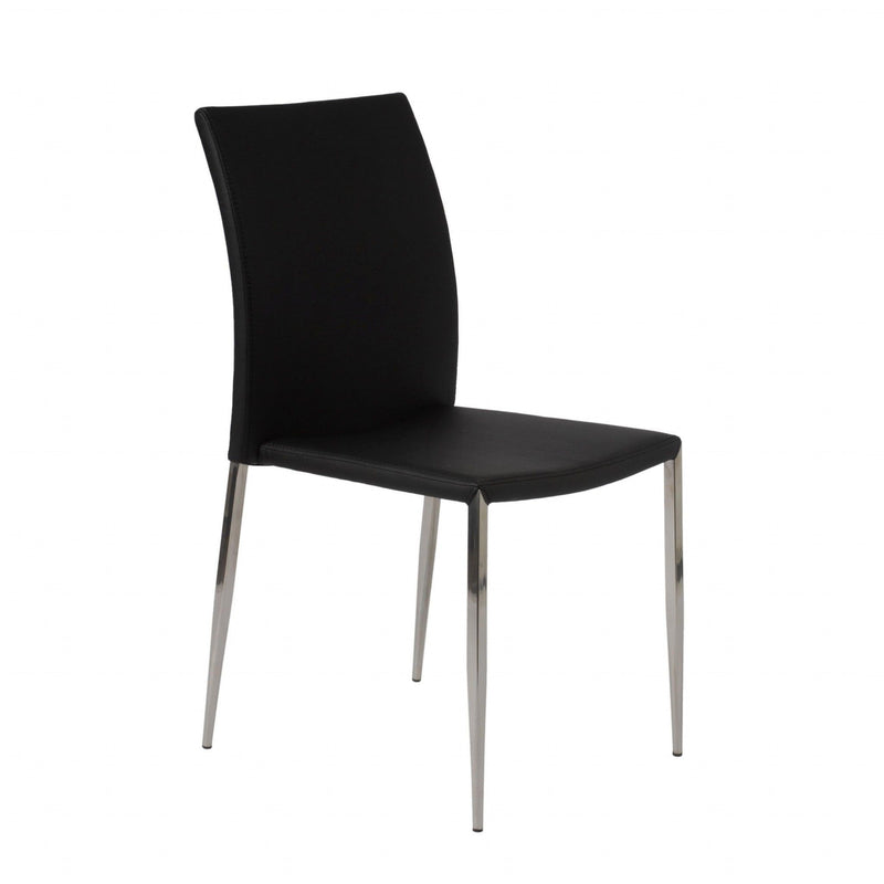 Upholstered Faux Leather Dining Side Chair (Set of 2) - Black