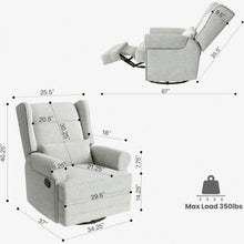 Load image into Gallery viewer, Extra Wide Swivel Recliner Glider Chair With Footrest
