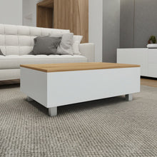Load image into Gallery viewer, 32" Wood And Metal Lift Top Coffee Table - White And Oak
