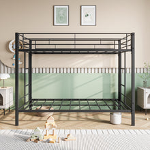 Load image into Gallery viewer, Metal Bunk Bed Twin Over Twin, Heavy Duty Twin Bunk Beds with shelf and Slatted Support No Box Spring Needed Black
