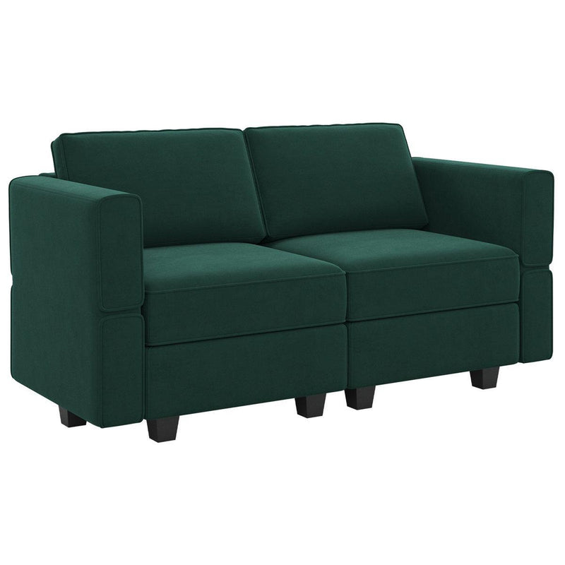 Velvet Modular Loveseat With Storage - Green And Black