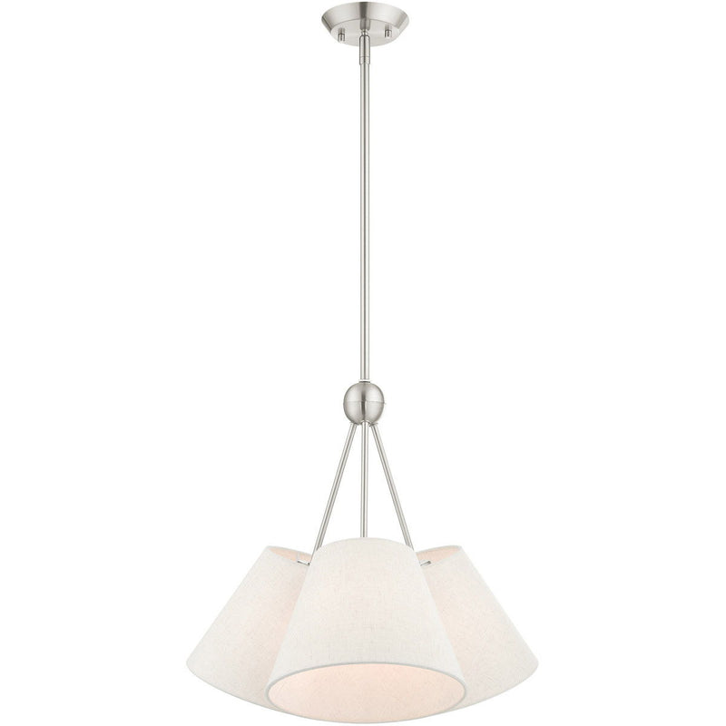 21" Three-Light Dimmable Chandelier With Shades - Nickel