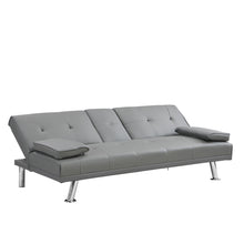 Load image into Gallery viewer, Modern Sofa Bed With Armrest 2 Holders, Wood Frame &amp; Stainless Leg
