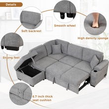 Load image into Gallery viewer, 87.4&quot; Sleeper Sofa Bed,2 in 1 Pull Out sofa bed L Shape Couch with Storage Ottoman for Living Room,Bedroom Couch and Small Apartment, Gray
