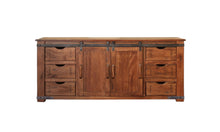 Load image into Gallery viewer, Solid Wood Enclosed Storage Distressed TV Stand - Brown
