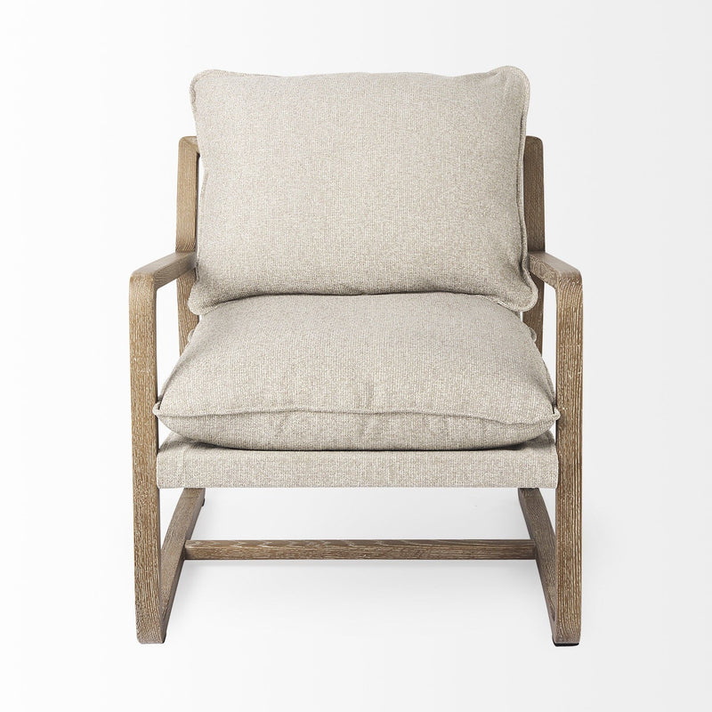 34" Contemporary Wood Fabric Lounge Chair - Brown