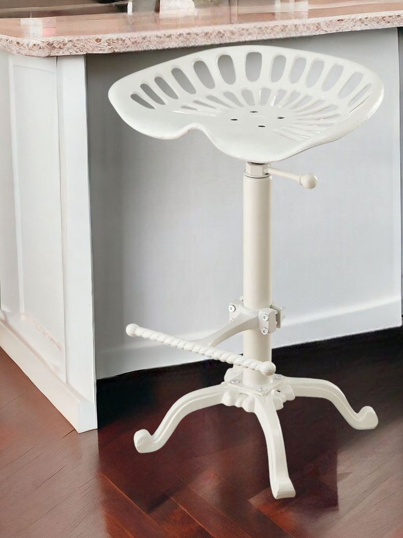 Backless Adjustable Height Bar Chair With Footrest 23" - White