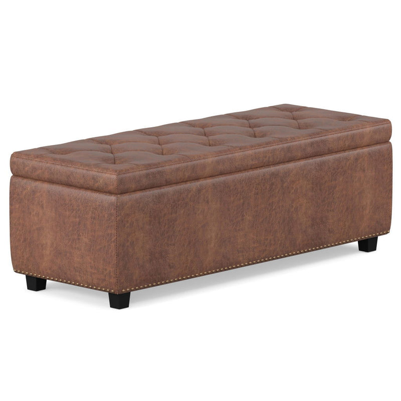 48" Upholstery Storage Ottoman - Dark Brown / Brown