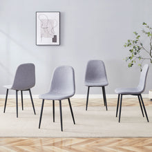 Load image into Gallery viewer, Luxury Simple Chair Linen Cotton High Resilience Dining Chair With Black Metal Legs (Set of 4) - Light Gray
