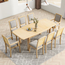 Load image into Gallery viewer, Topmax - Rustic Extendable Dining Table Set With Removable Leaf, 6 Upholstered Armless Dining Chairs And 2 Padded Arm Chairs, 9 Pieces
