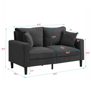 Modern Upholstered Loveseat Sofa With High Resilience, Wooden Frame - Dark Gray