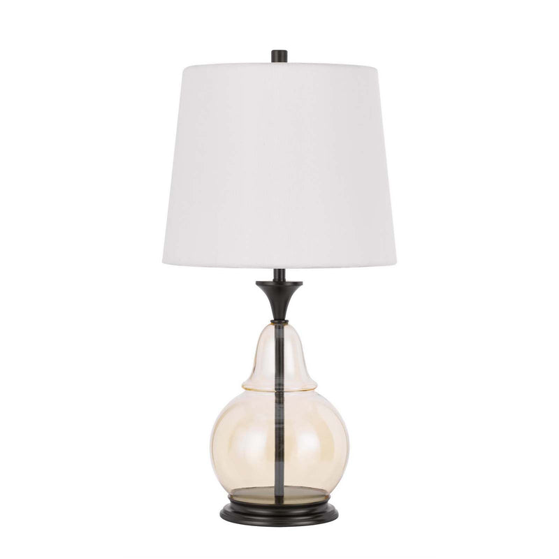 Metal Table Lamp With Empire Shade - Clear White
