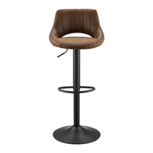 Load image into Gallery viewer, Faux Leather Swivel Low Back Adjustable Height Bar Chairs Steel With Footrest 42" (Set of 2) - Brown and Black

