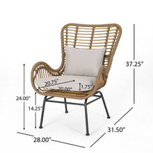 Load image into Gallery viewer, Modern Aesthetic Outdoor Rattan Accent Chair With Metal Legs
