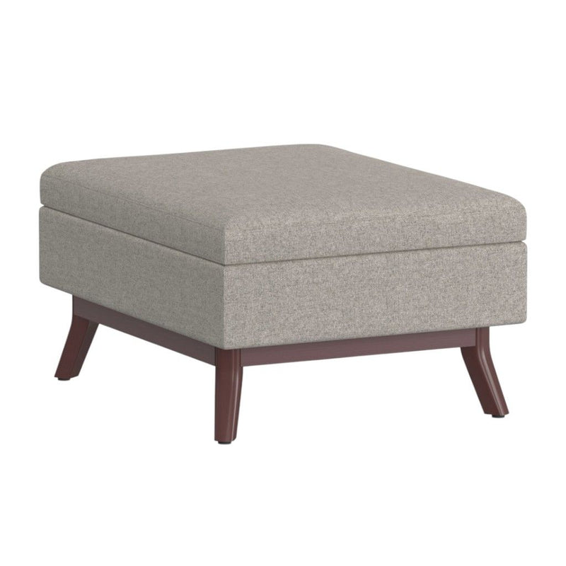 34" Fabric Cocktail Ottoman With Storage - Gray / Brown