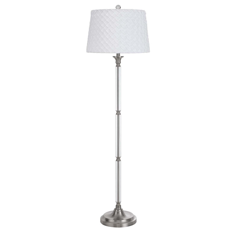 60" Traditional Shaped Floor Lamp With White Square Shade - Nickel