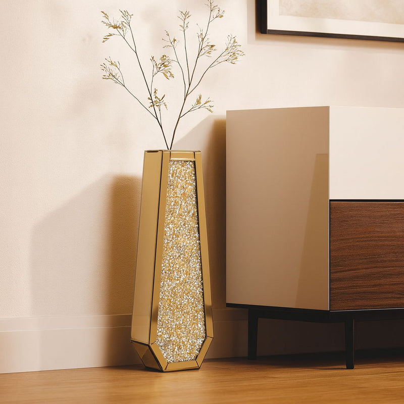 Floor Vase With Faux Crystals - Gold