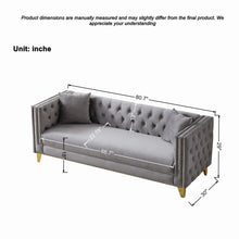 Load image into Gallery viewer, 3 And 3 Seater Deep Seat Sofa With Button Nailhead And Square Arm Design - Gray
