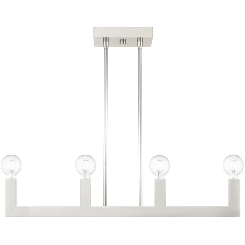 17'' Four-Light Dimmable Chandelier With Shades - Nickel