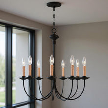 Load image into Gallery viewer, 24" Eight Light Dimmable Chandelier With Shades - Black
