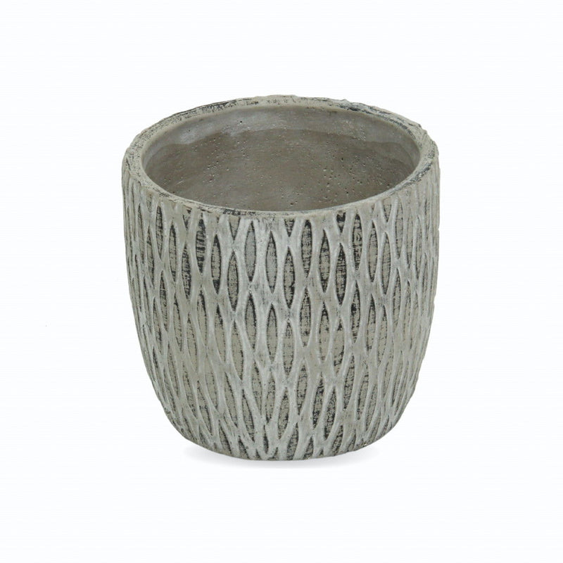 Geometric Round Pot Planter - Gray