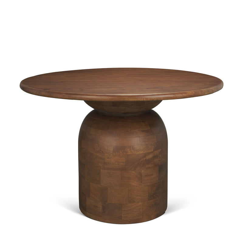 Solid Wood Pedestal Base Round Top Dining Table (727907) - Brown