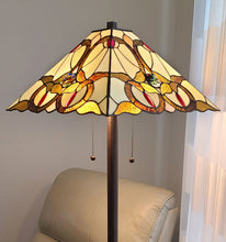 Load image into Gallery viewer, 62" Two Lights Traditional Shaped Floor Lamp With Brown And White Stained Glass Cone Shade - Brown

