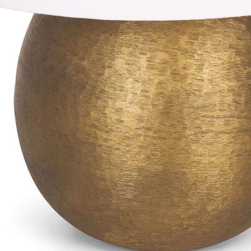 24" Metal Round Bedside Lamp With White Bell Shade - Gold