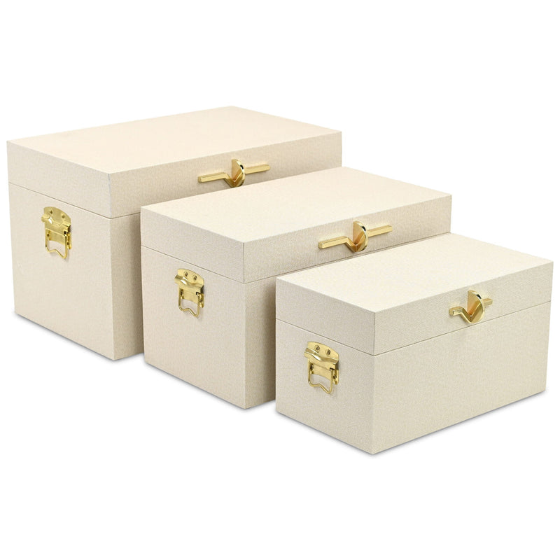 Hand Painted Decorative Box (Set of 3) - Cream