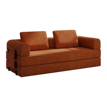 Load image into Gallery viewer, Convertible Sleeper Sofa Bed With Cylindrical Pillow, Fixed Shape Frame
