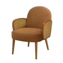 Load image into Gallery viewer, Accent Chair With Rattan Armrests And Wooden Legs Velvet For Living Room
