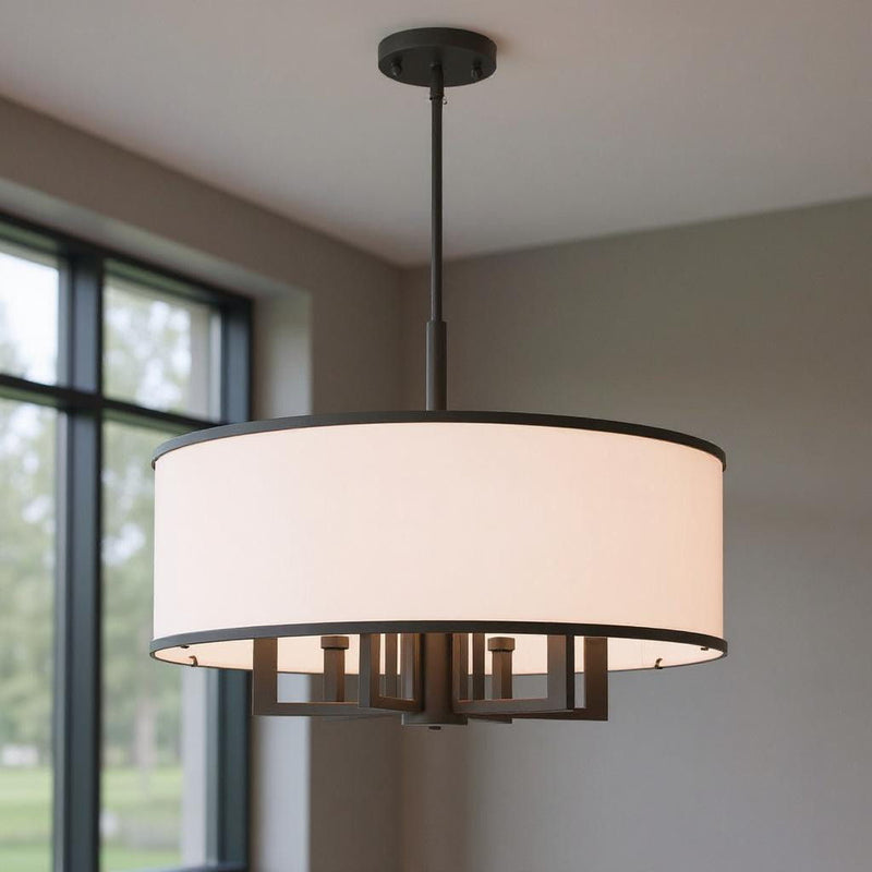 20" Seven Light Dimmable Chandelier With Shades - Bronze