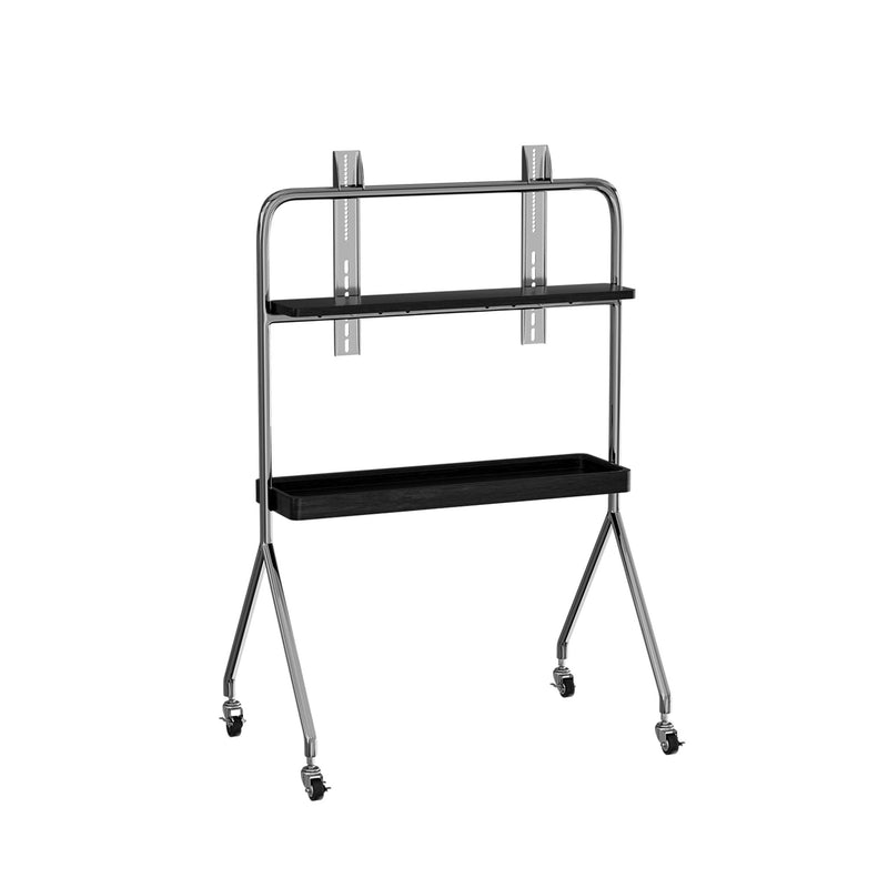 Stainless Steel Open Shelving Rolling TV Stand - Black / Silver