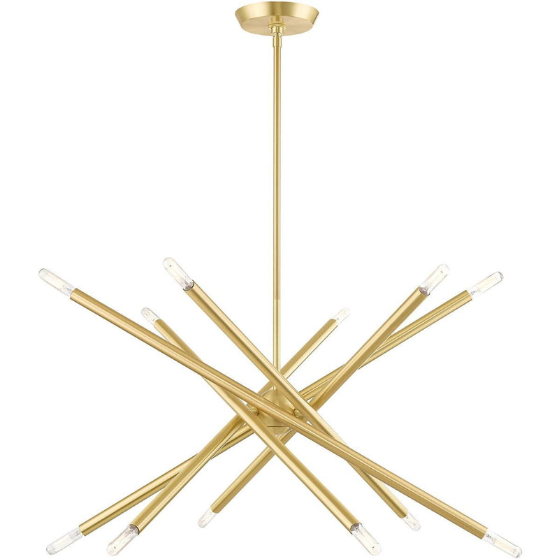 Six Light Dimmable Chandelier With Shades - Brass