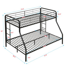 Load image into Gallery viewer, Modern Twin Over Full Metal Bunk Bed With Trundle And Dual Side Ladder And Metal Design - Black / Brown
