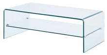 Load image into Gallery viewer, 43" Glass Sled Coffee Table With Shelf - Clear
