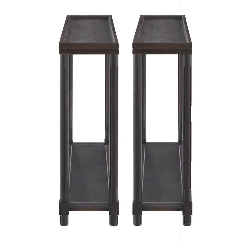 Solid Wood End Tables With Shelf (Set of 2) - Espresso