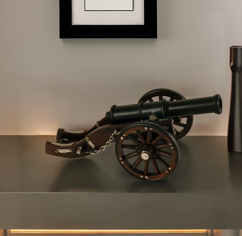 Louis XIV Cannon Hand Painted Sculpture - Brown / Black