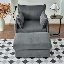 Load image into Gallery viewer, Comfy Corduroy Oversized Chaise Lounge Chair With Ottoman And Storage
